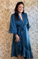 The Charlize Teal Satin Wrap Midi - Best & Co. Boutique