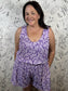 lilac and purple bow romper LSU game day ADRIENNE