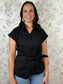 blk button down with twist bow ELAN