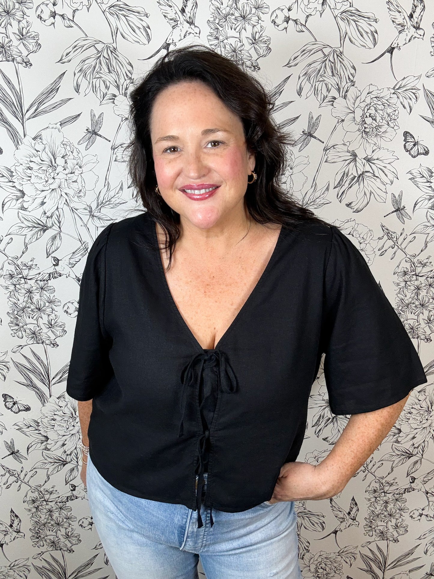 La Belle Linen Top | Black