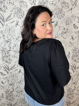 La Belle Linen Top | Black