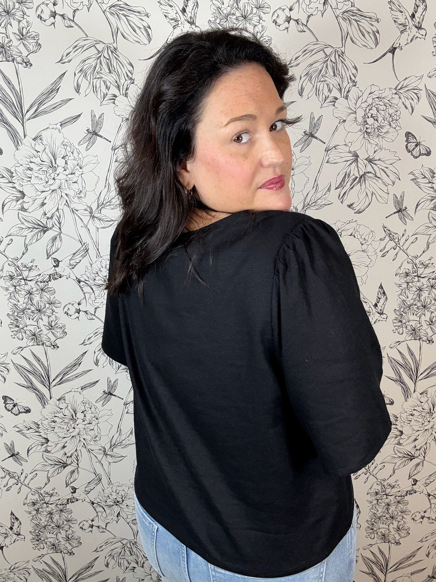 La Belle Linen Top | Black