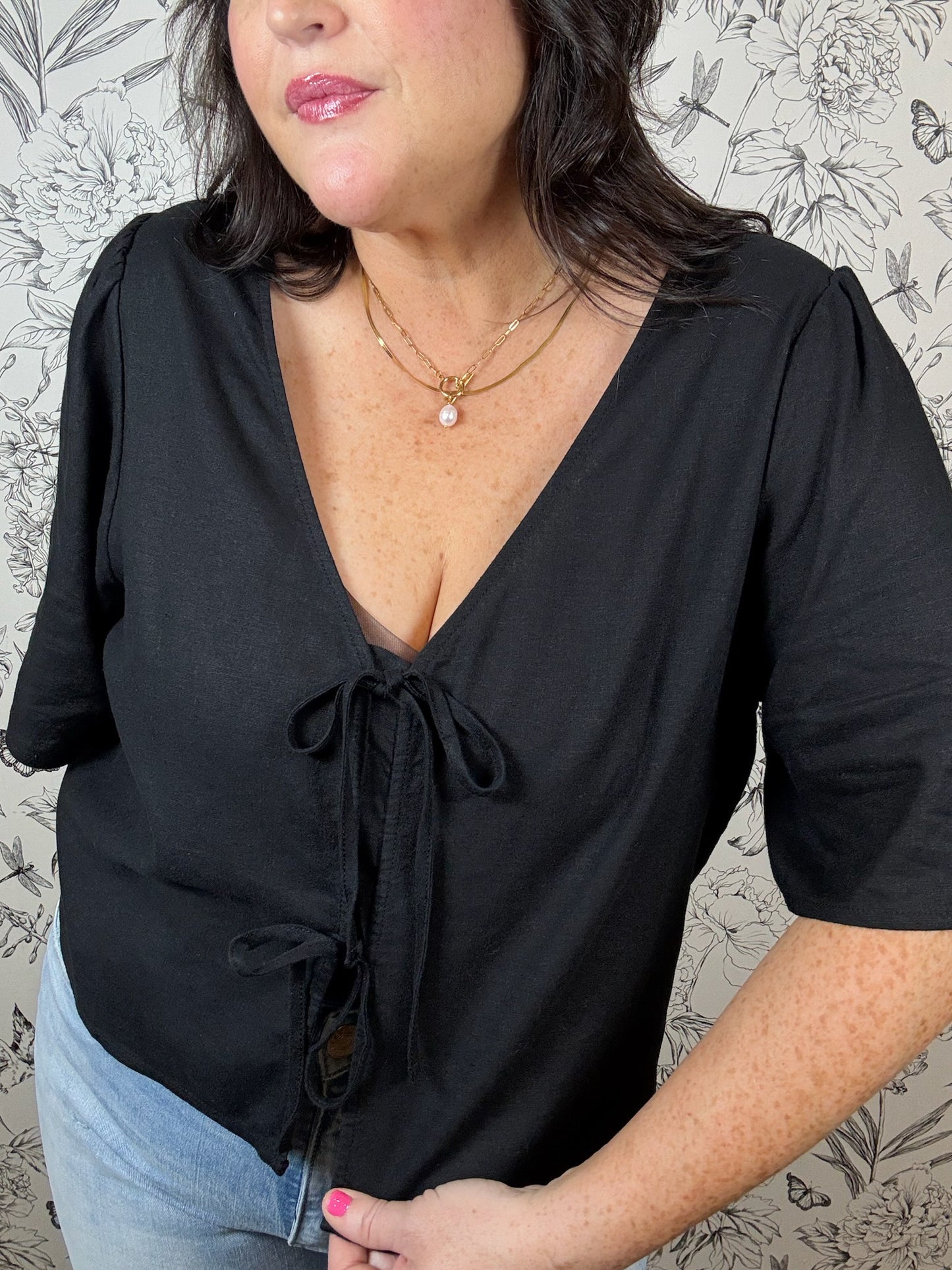 black linen belle tie shirt Z SUPPLY