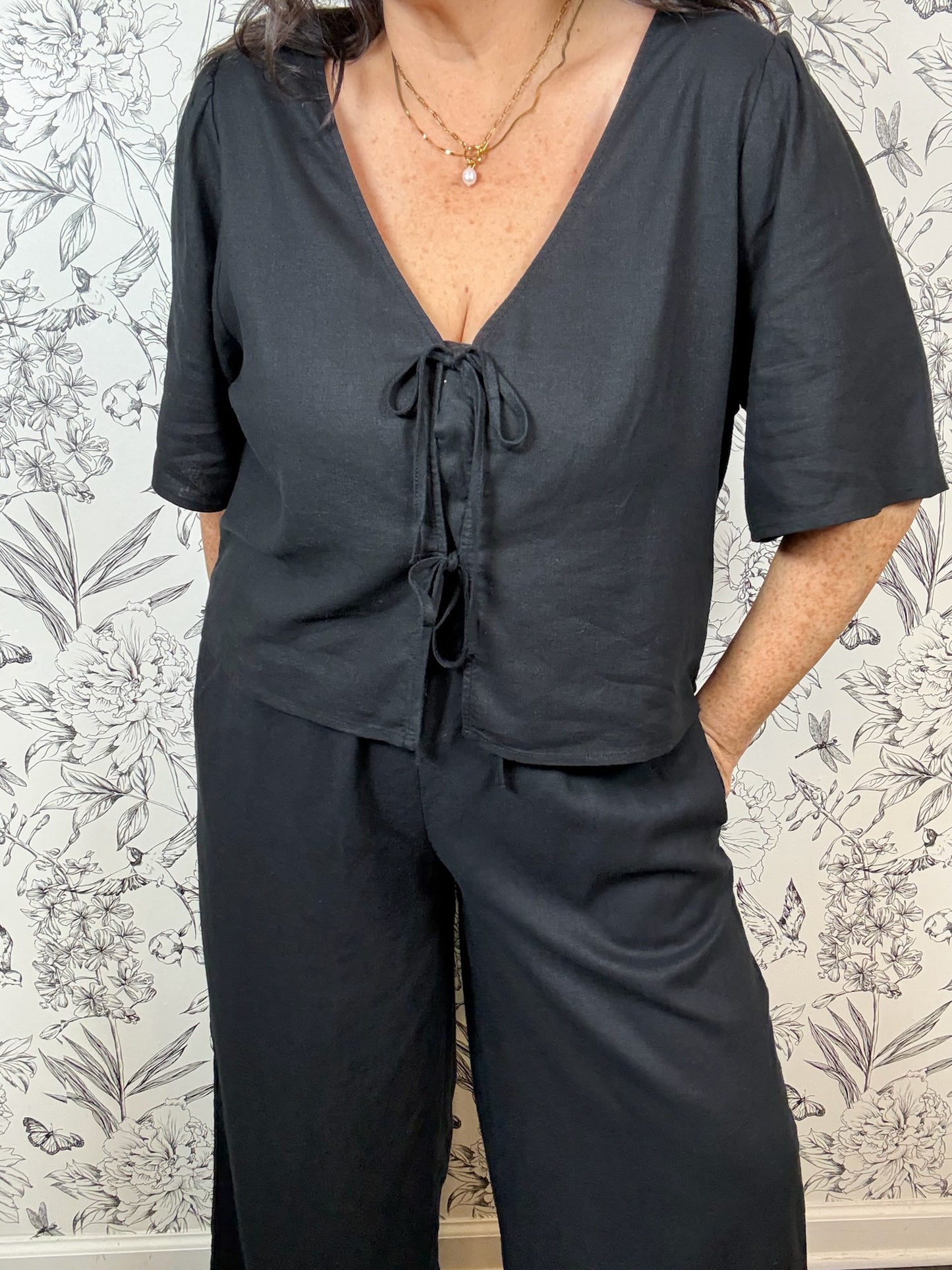 La Belle Linen Top | Black