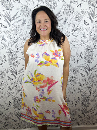 floral braided halter dress THML