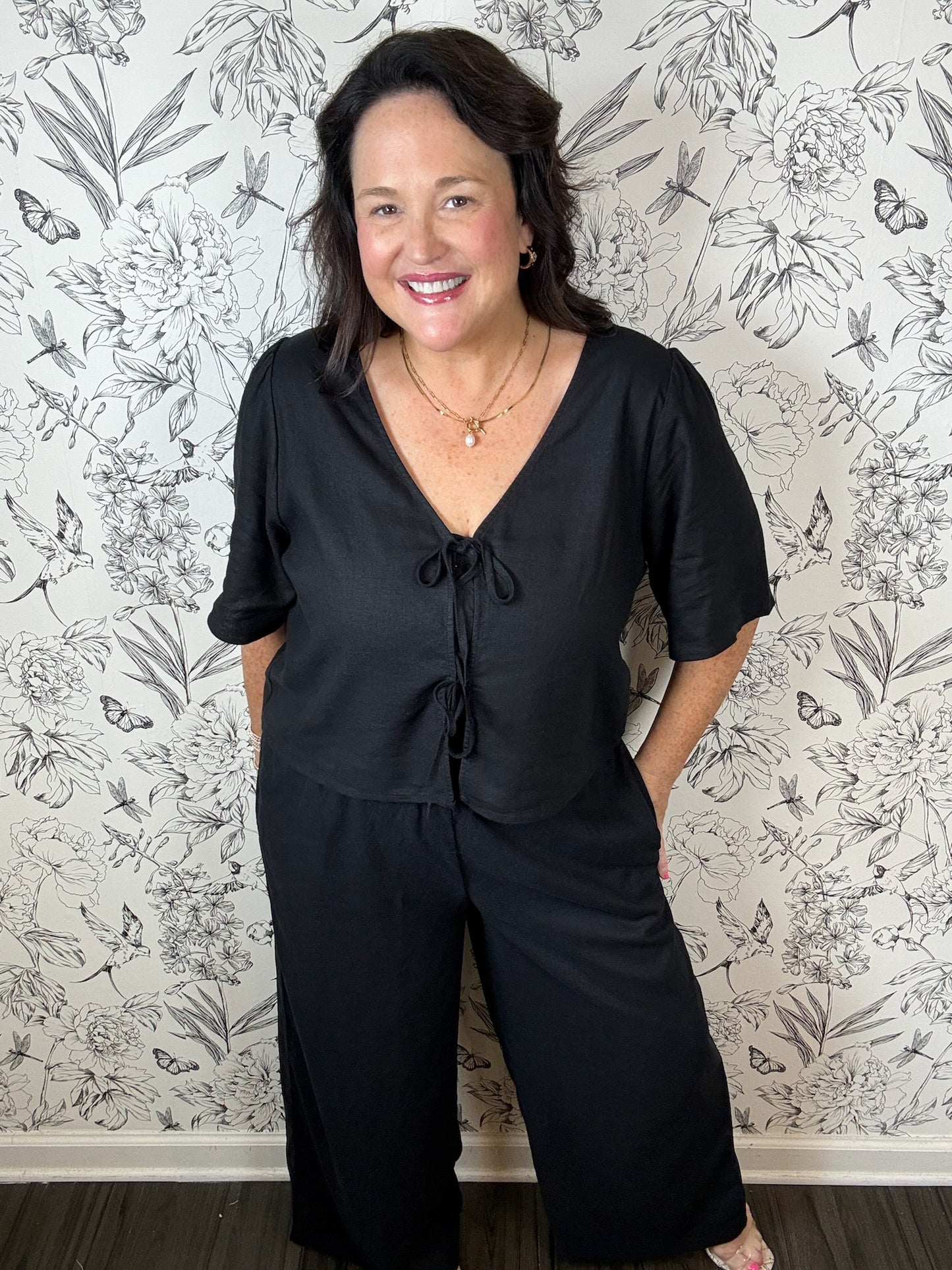 La Belle Linen Top | Black