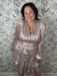 blush leopard tiered mini dress SKIES ARE BLUE
