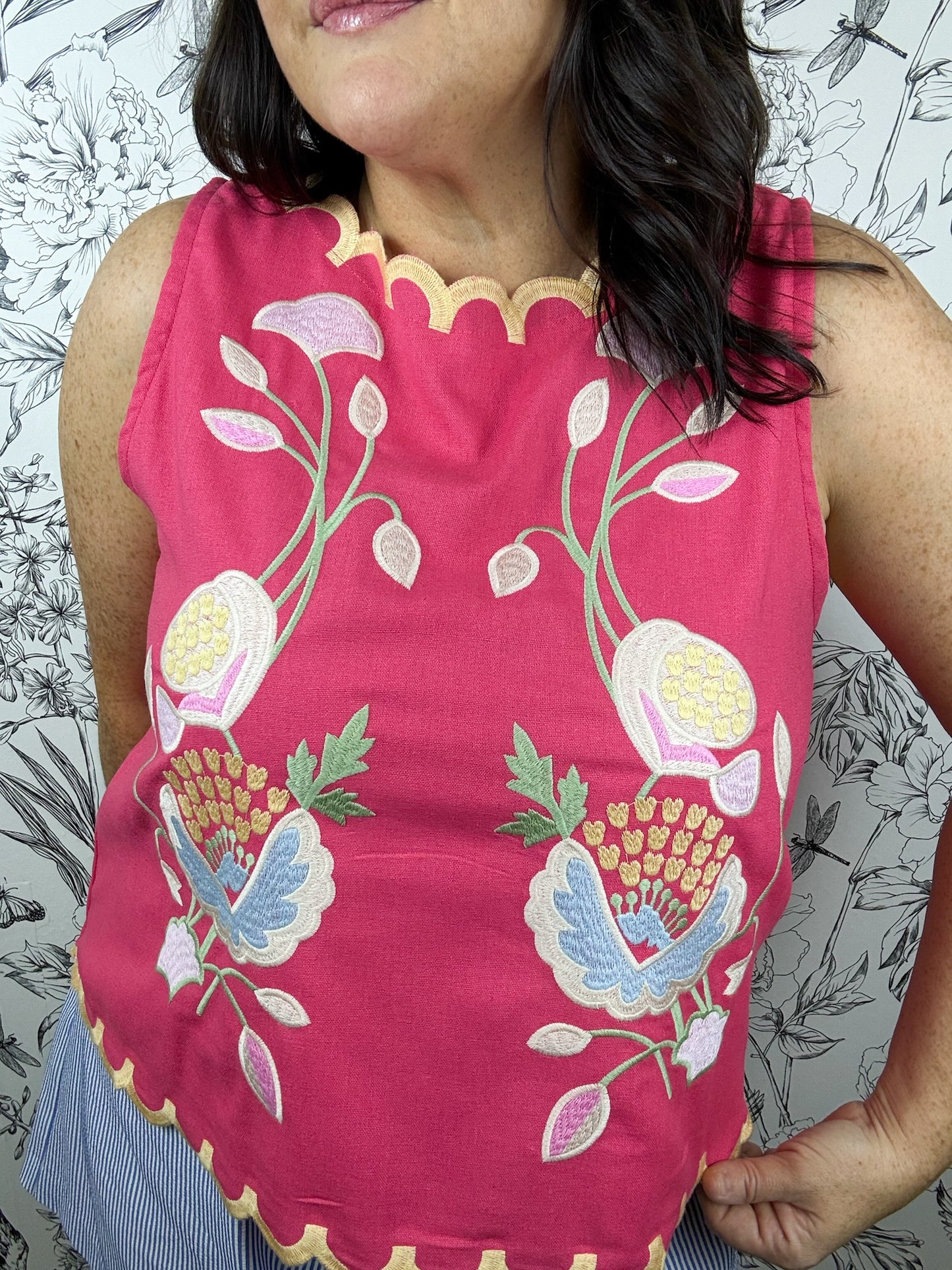 Sunset Scalloped Embroidered Tank