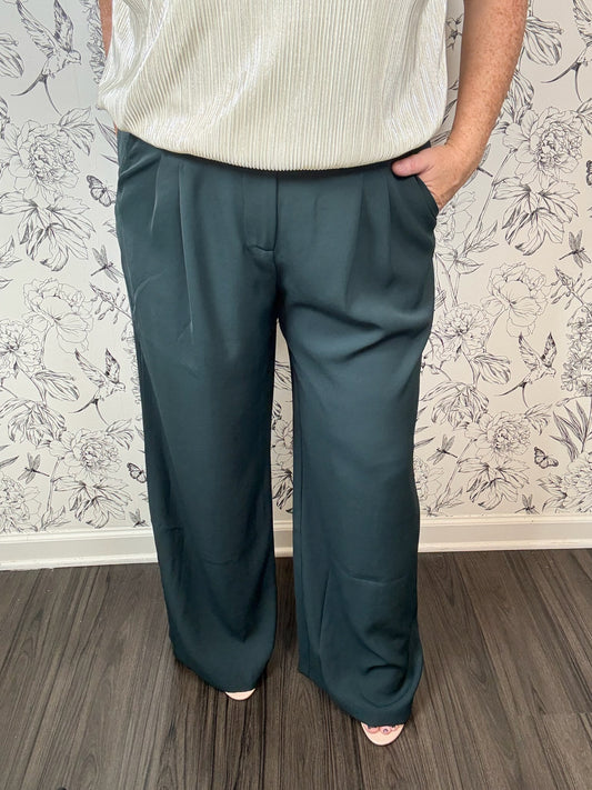 forest green pleated trouser SKIES ARE BLUE