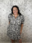black and white floral sketch pattern half zip mini ENTRO