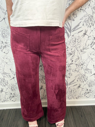 Merlot Moment Suede Trouser - Best & Co. Boutique