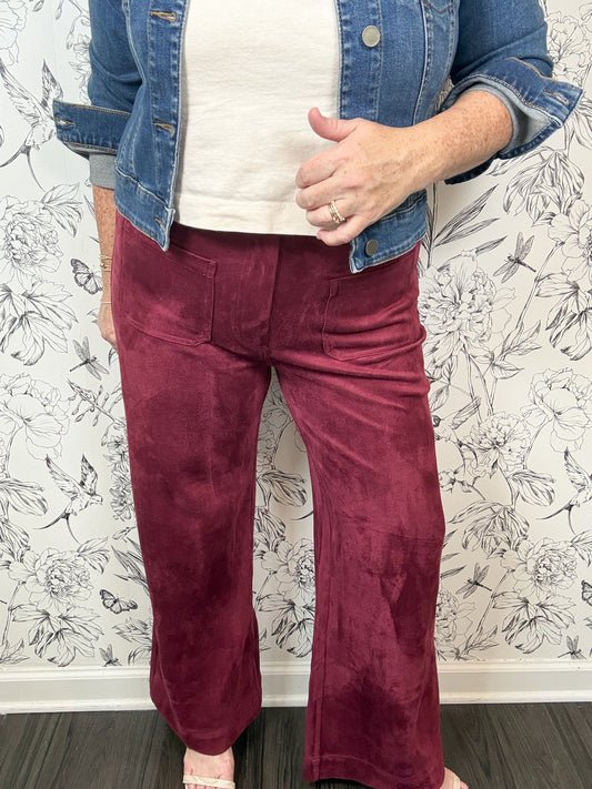 maroon suede trouser SKIES ARE BLUE