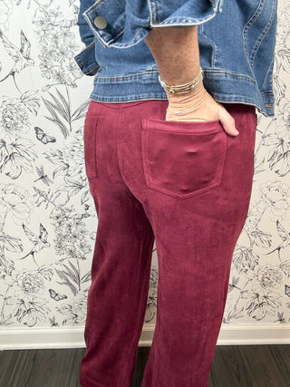 Merlot Moment Suede Trouser - Best & Co. Boutique