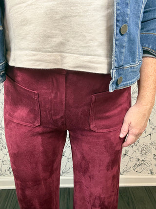 Merlot Moment Suede Trouser - Best & Co. Boutique