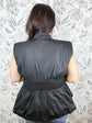 Sculpted Zip-Front Peplum Blouse