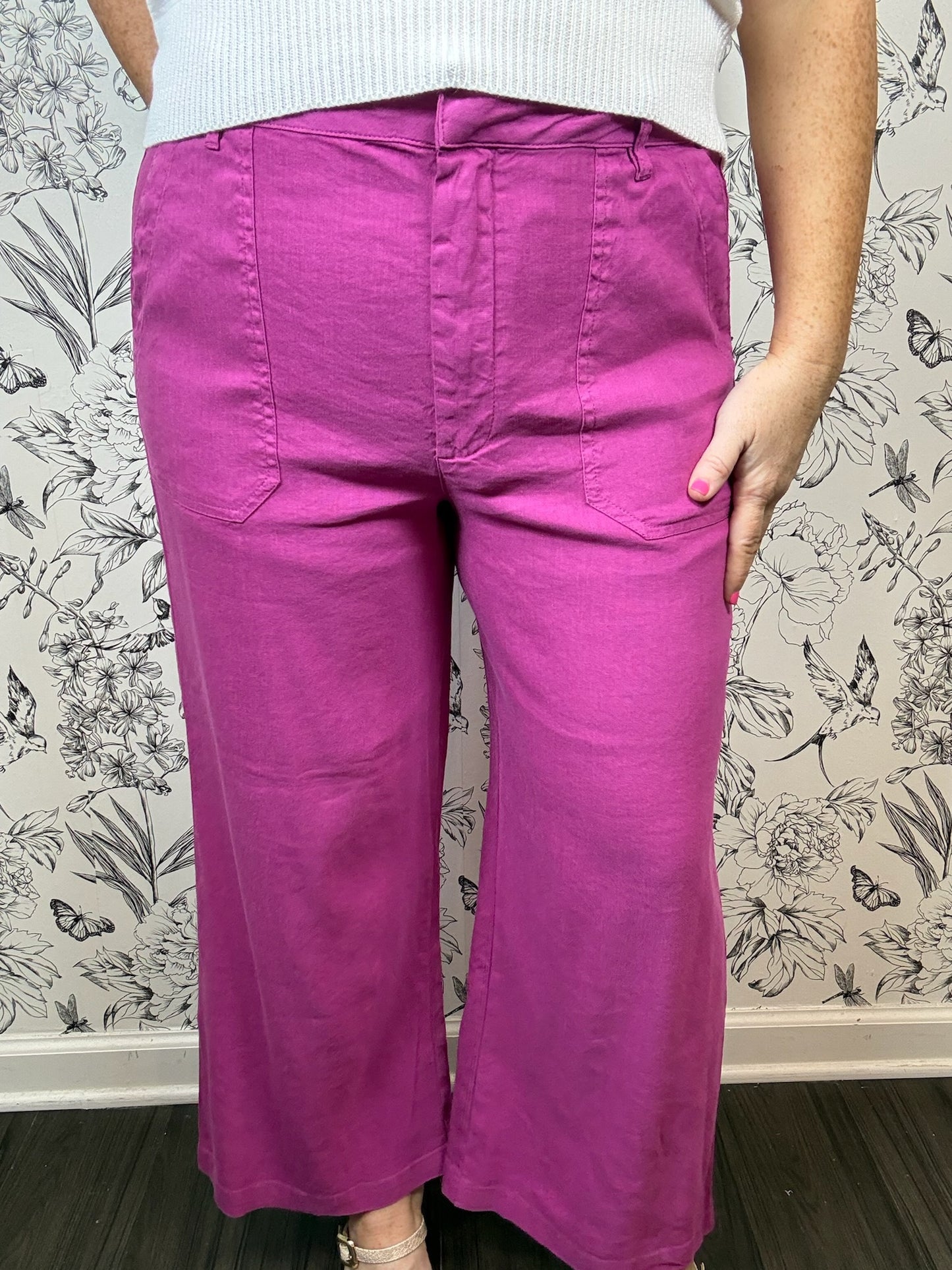 Topaz Linen Trouser | Magenta