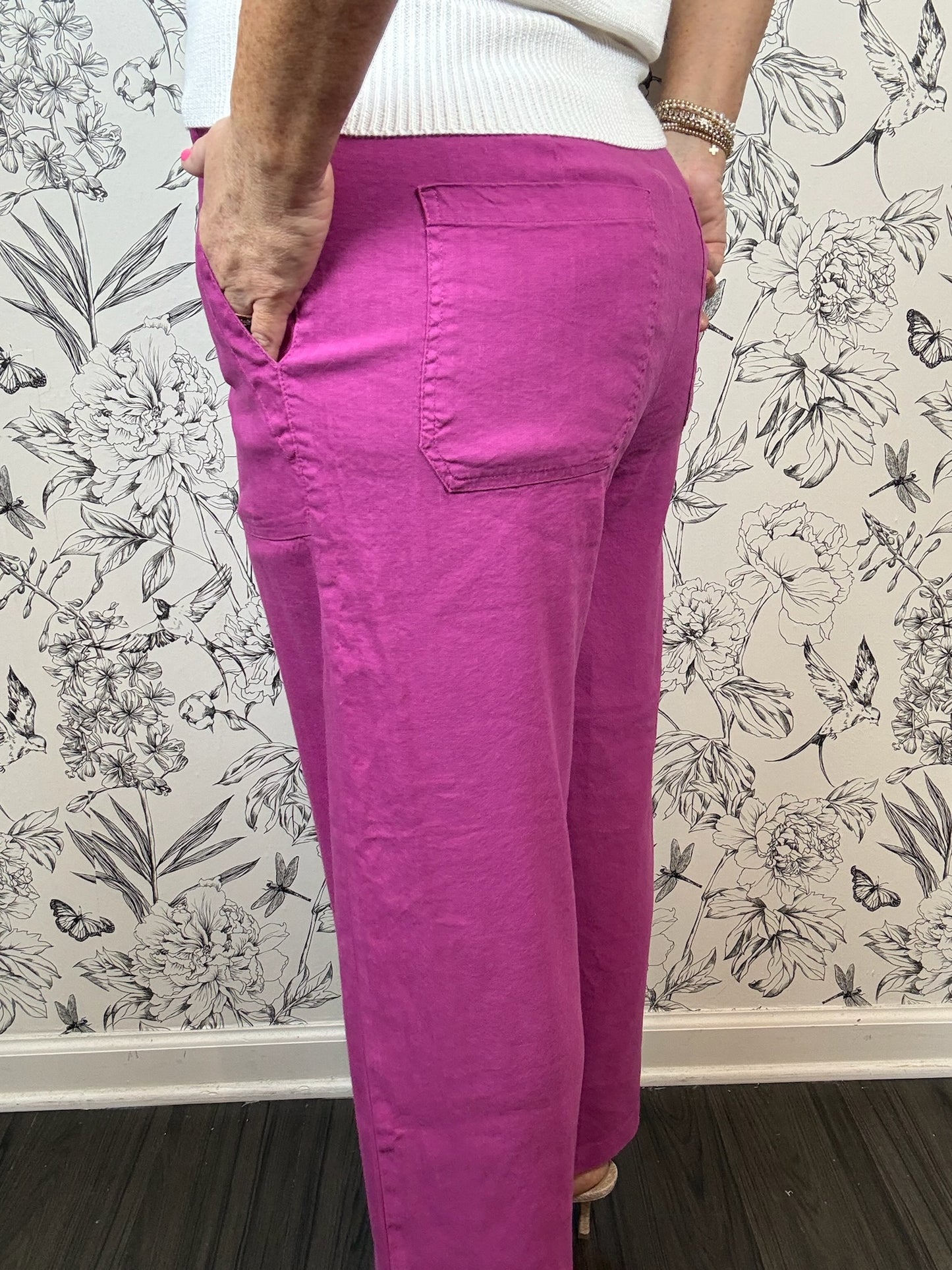 Topaz Linen Trouser | Magenta