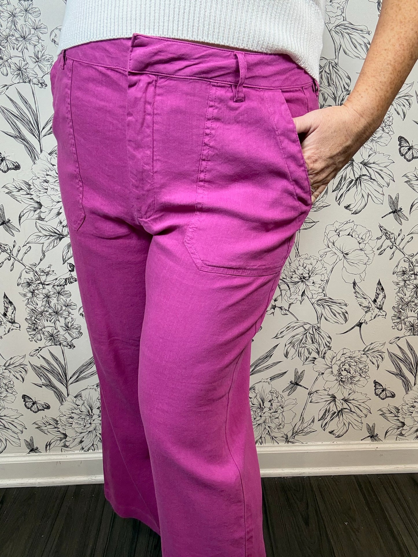 Topaz Linen Trouser | Magenta