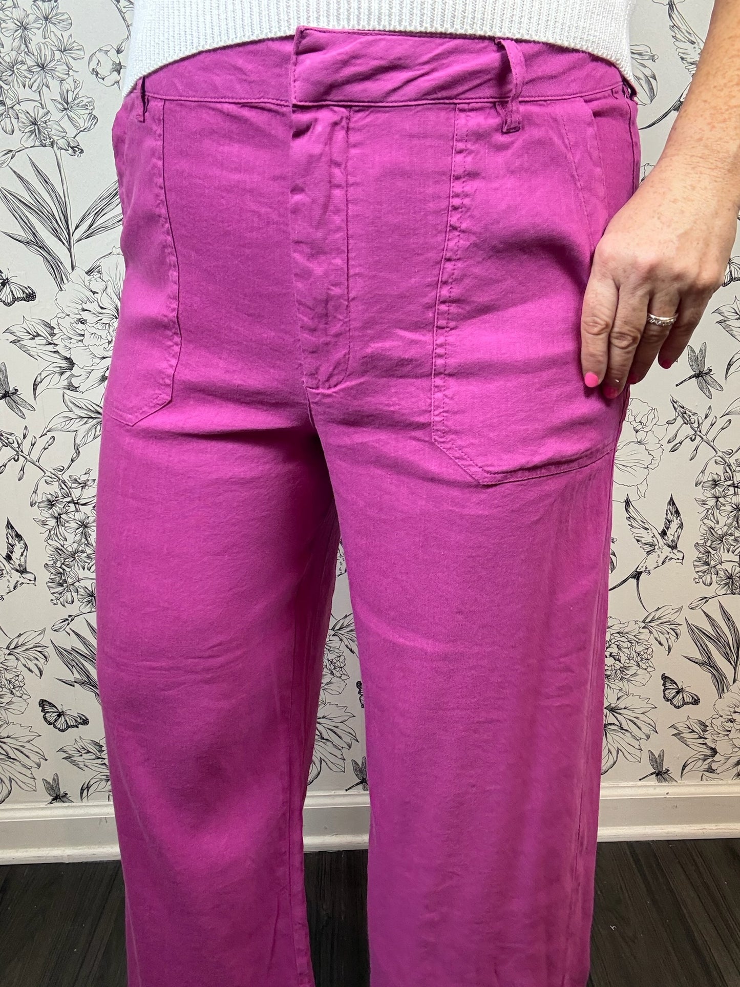 Topaz Linen Trouser | Magenta