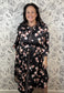 Black Floral Belted Shirt Dress FATE