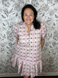 pink and orange and green floral drop waist mini ENTRO