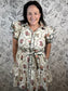 cream floral ruffled mini dress ENTRO