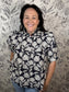 navy and white embroidered top ENTRO