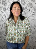 botanical printed morris inspired ruffle blouse ENTRO