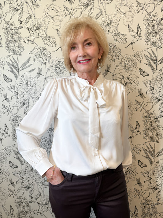 The Ivory Silk Tie Top - Best & Co. Boutique