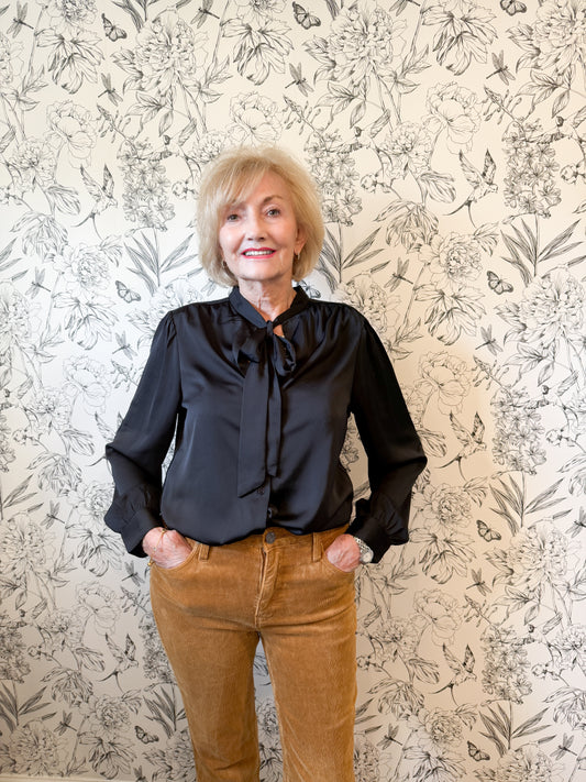 The Ebony Silk Tie Top - Best & Co. Boutique