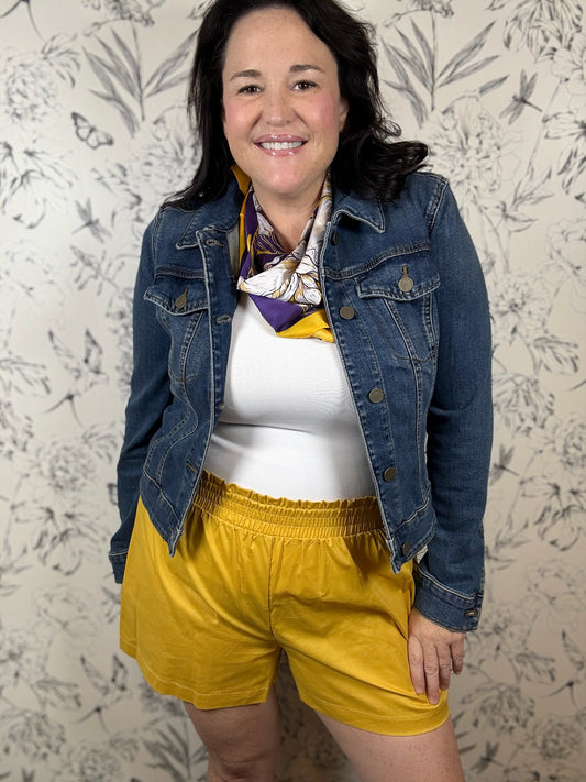 Yellow Pull on Cotton Shorts ADRIENNE