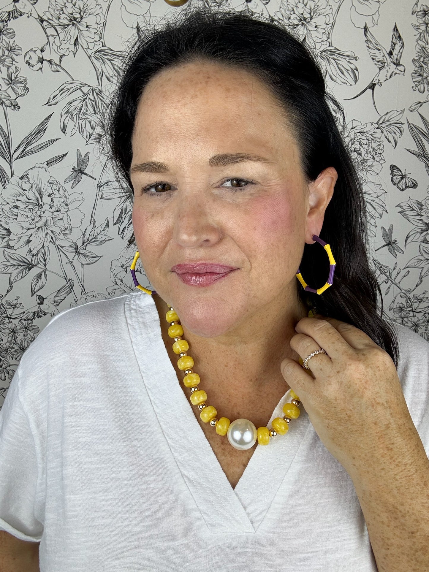 purple and gold game day jewelry
