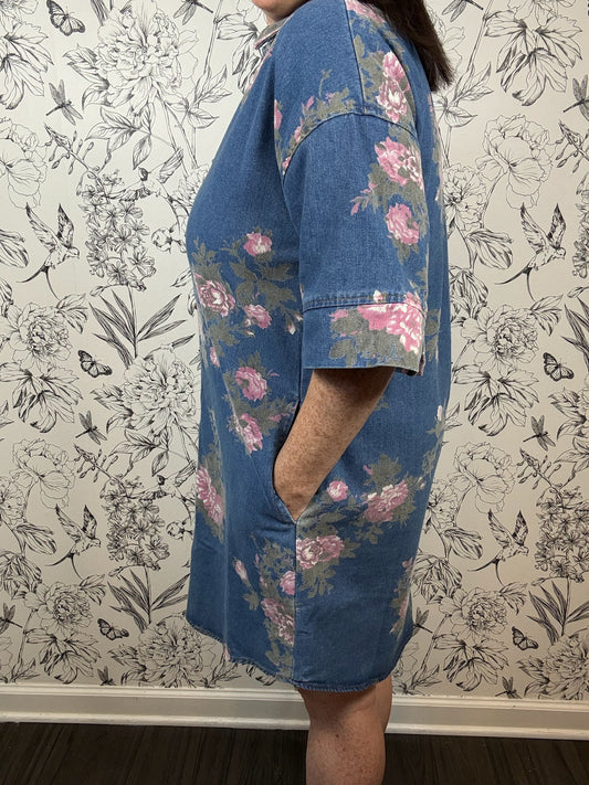 Wildflower Denim Dress - Best & Co. Boutique