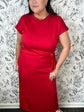Twist of Red Midi Dress