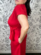 Twist of Red Midi Dress