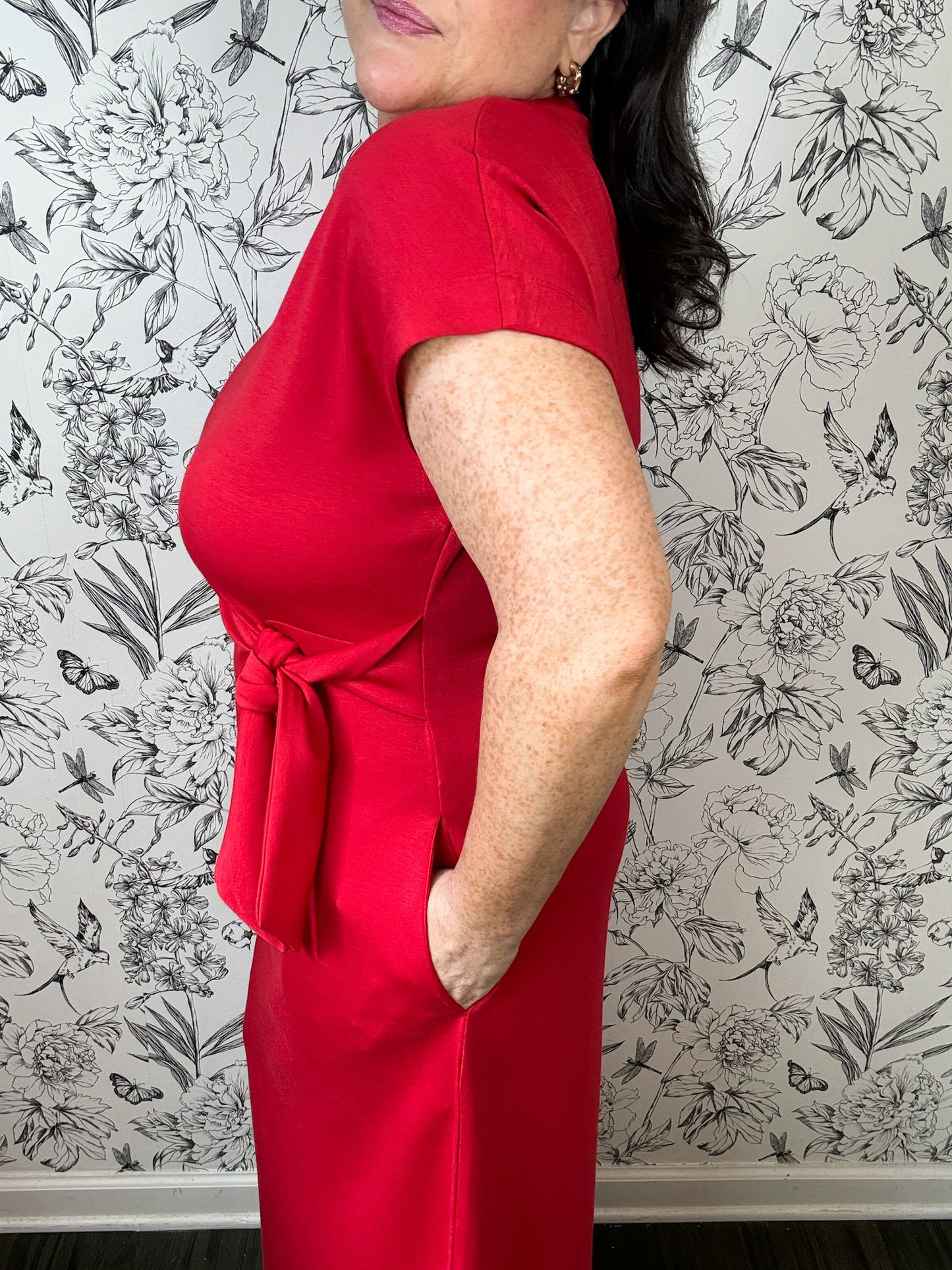 Twist of Red Midi Dress