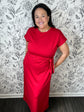 Twist of Red Midi Dress