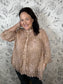 blush leopard print pleated blouse FATE