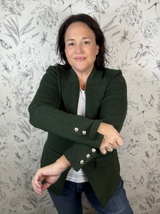 Hillary Olive Knit Blazer