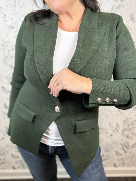 forest green knit blazer six fifty