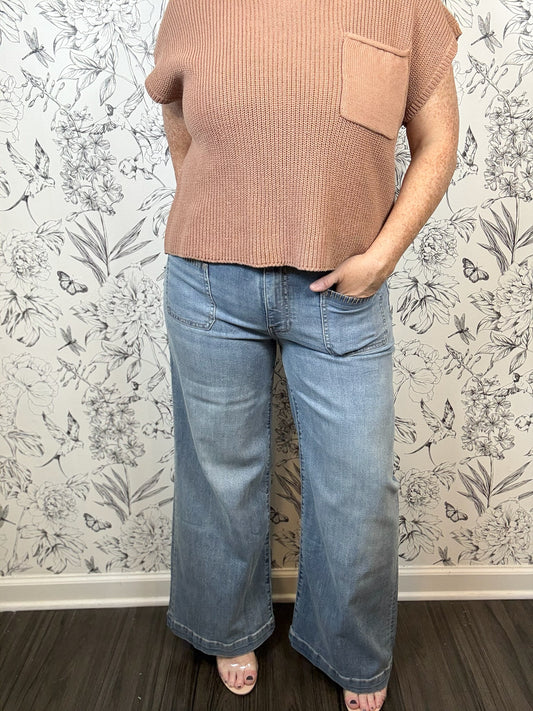 Meg Wide Leg with Whipstitching Kut from the Kloth