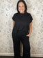 black bathroom friendly romper ELAN