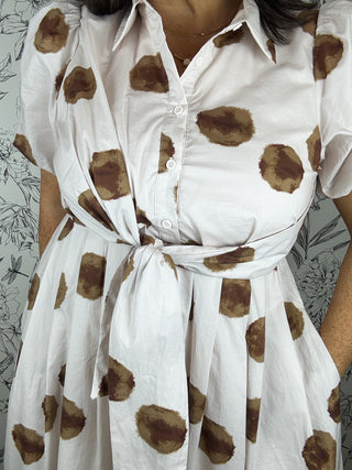 Eliza Polka Dot Wrap Midi Dress