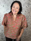 red gold green brocade blouse VOY