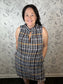 navy, white, brown tweed mini dress THML