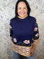 navy, gold, pink japanese style mock neck FATE