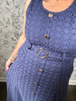 Harbor Navy Belted Midi Dress