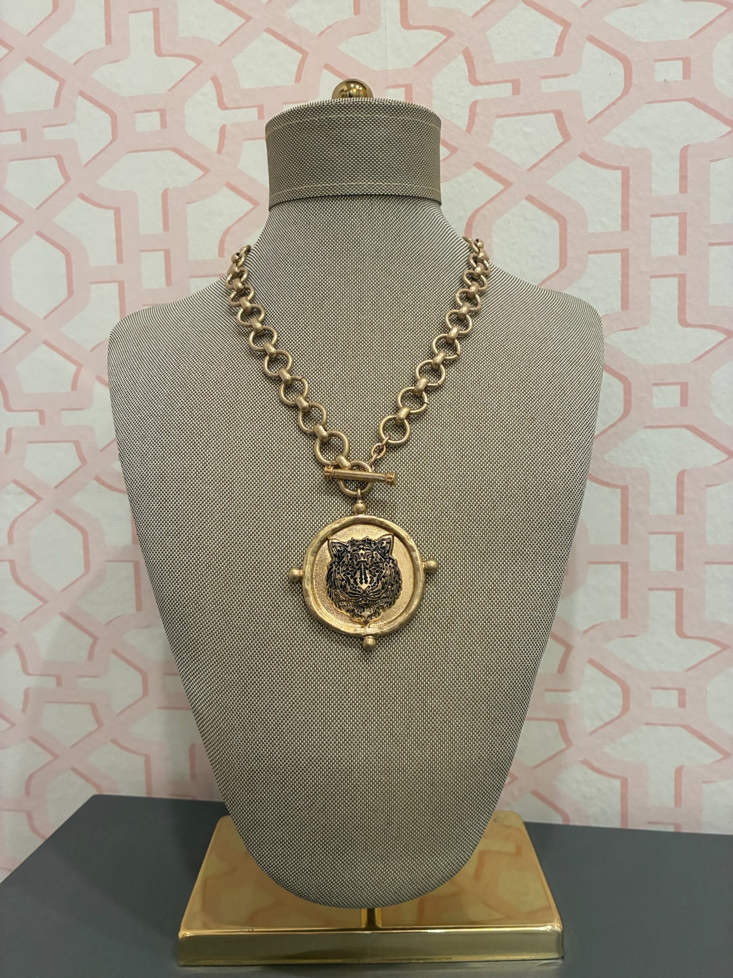 vintage inspired tiger necklace