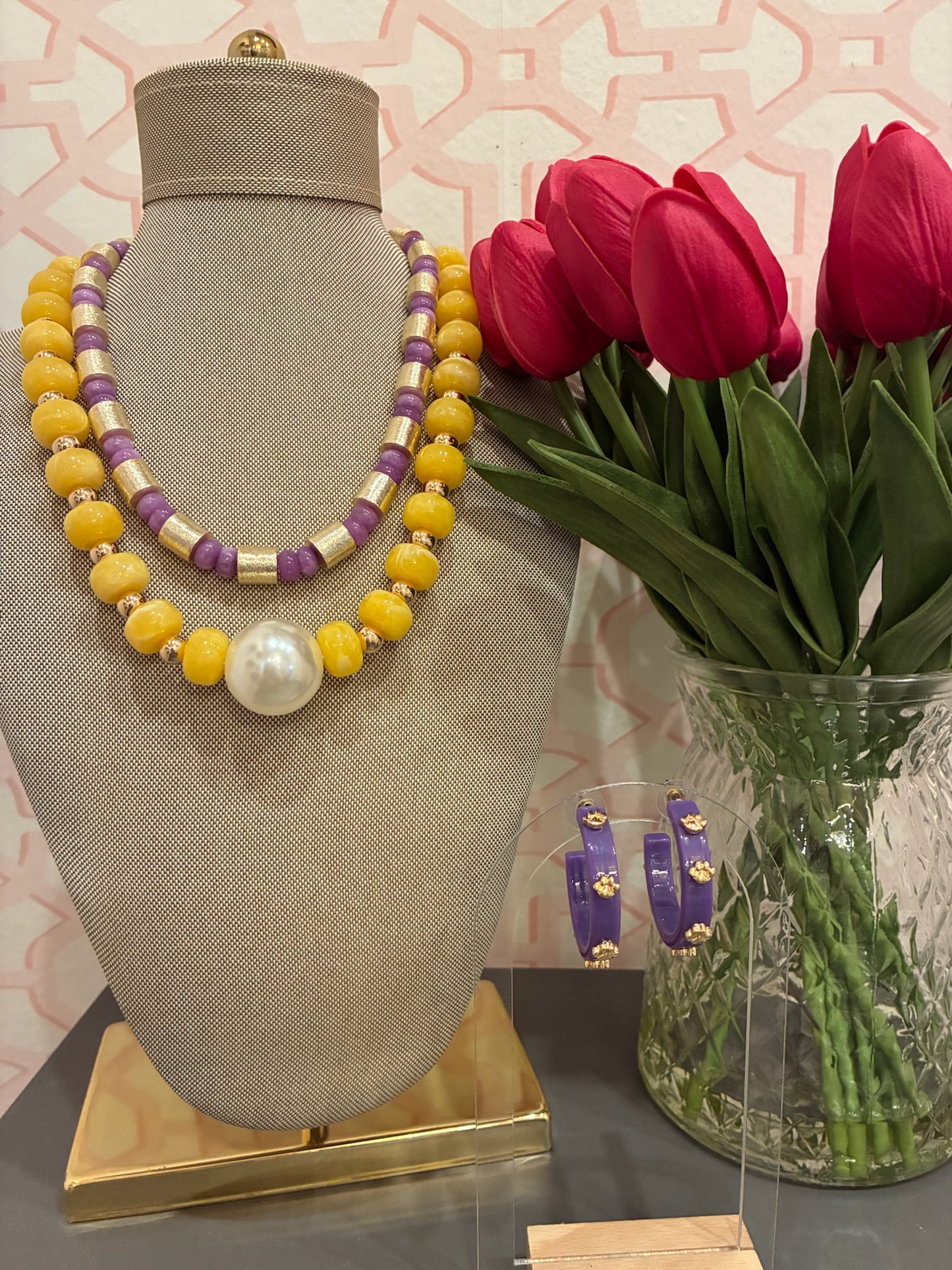 Purple Paw Print Hoops