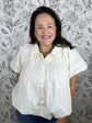 ecru gathered bubble button down ELLE GREY